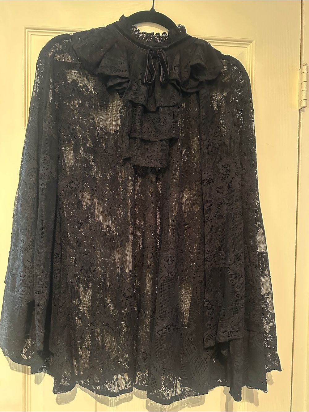 Killstar Women's Black Lace Ruffled High-Neck Top